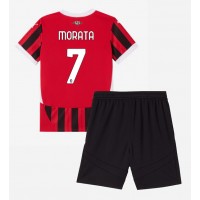 Camisa de time de futebol AC Milan Alvaro Morata #7 Replicas 1º Equipamento Infantil 2024-25 Manga Curta (+ Calças curtas)